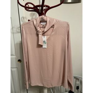 NWT Calvin Klein Blush Metallic Top Sz L